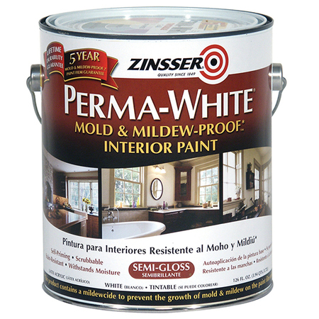 ZINSSER Interior Paint, Semi-Gloss, White, 1 gal 02761